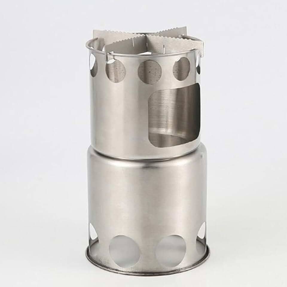 Conjunto de panelas de acampamento portátil de aço inoxidável 304 com acessórios de ferramentas de caminhada para fogão a lenha