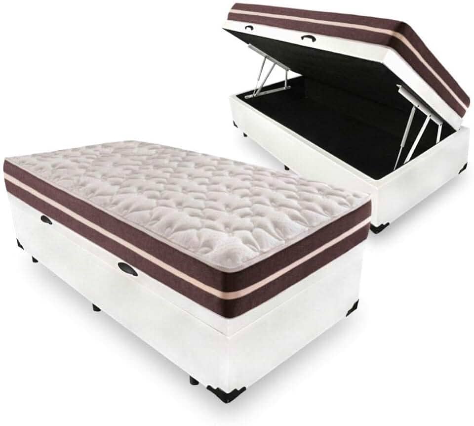Cama Box Com Baú Solteiro + Colchão De Molas - Anjos - Classic Superlastic 88cm