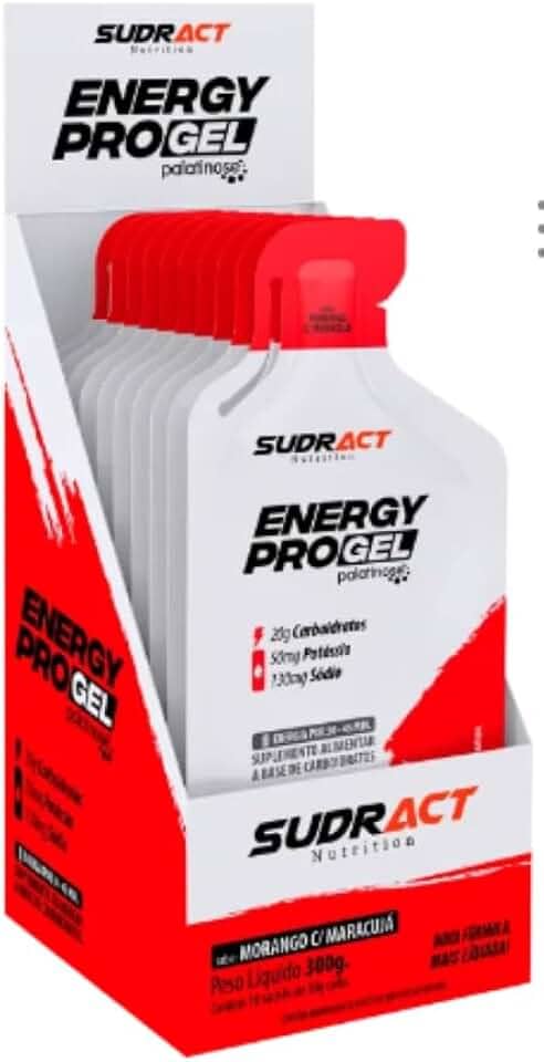 Gel Carboidrato Energy Pro Gel Sudract Morango com Maracujá Cx 10 Un
