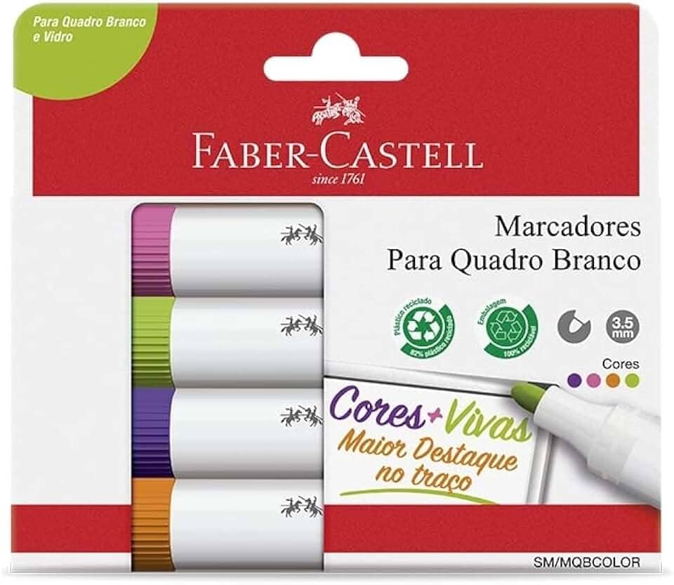 Pincel para quadro branco com 4 unidades Sm/mqbcolor - Faber-castell