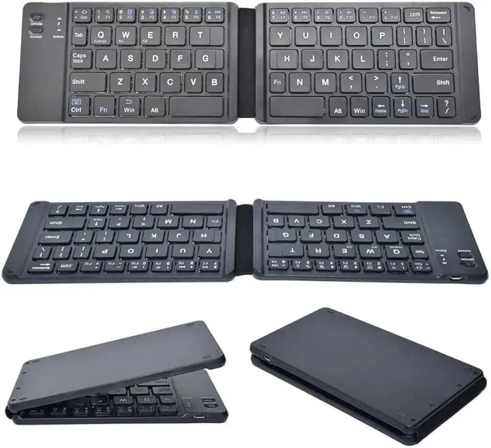 Teclado Bluetooth dobrável, teclado dobrável sem fio recarregável, portátil e fino, adequado para laptop, desktop, PC, iPad/iPhone, tablet, smartphone, compatível com MacBook, Windows, Android e iOS