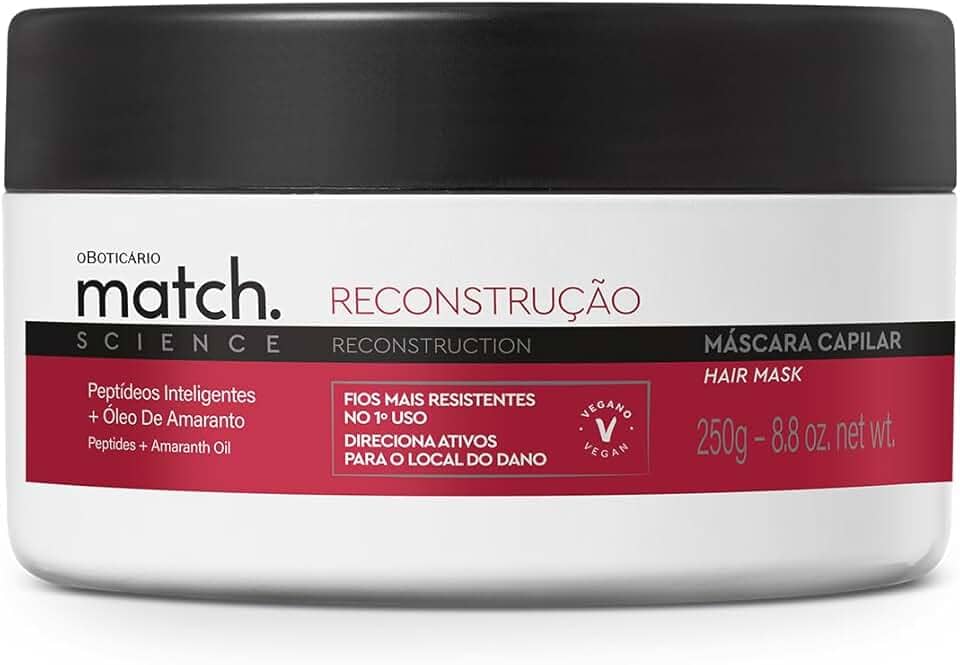 O BOTICARIO MATCH SCIENCE MASCARA CAPILAR RECONSTRUÇÃO 250g