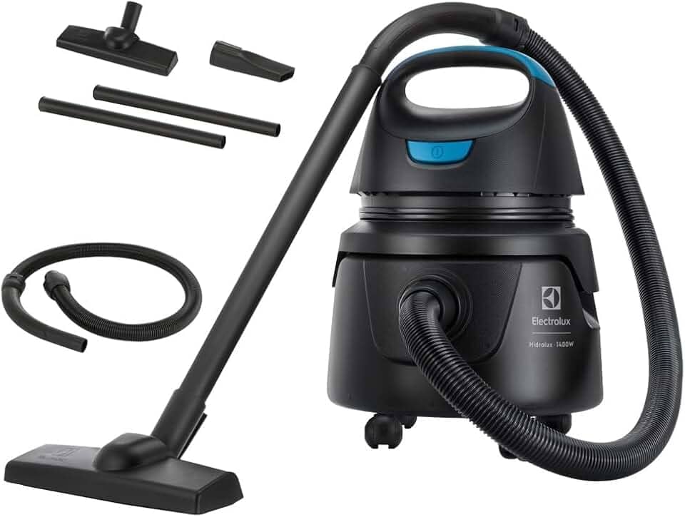Aspirador água pó Electrolux compacto potente função sopro 1400W 12 L total 5 L util protetor termico AWD01 220V