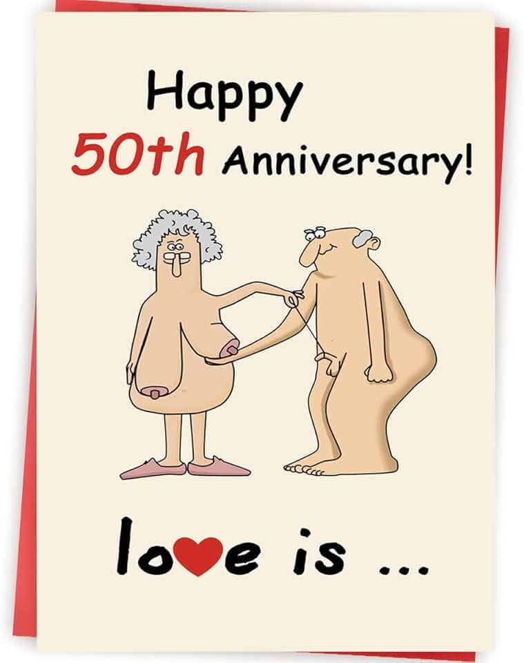 Cartão engraçado de aniversário de 50 anos para homens e mulheres, presentes engraçados de 50 anos para casal, marido, esposa