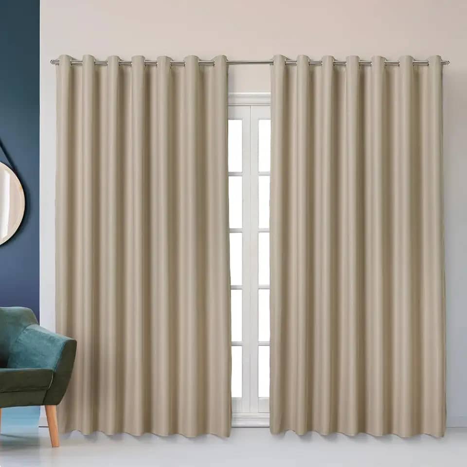 Cortina Blackout Corta Luz 2,80m x 1,80m Tecido Encorpado Liso Elegante Sala ou Quarto (Palha)