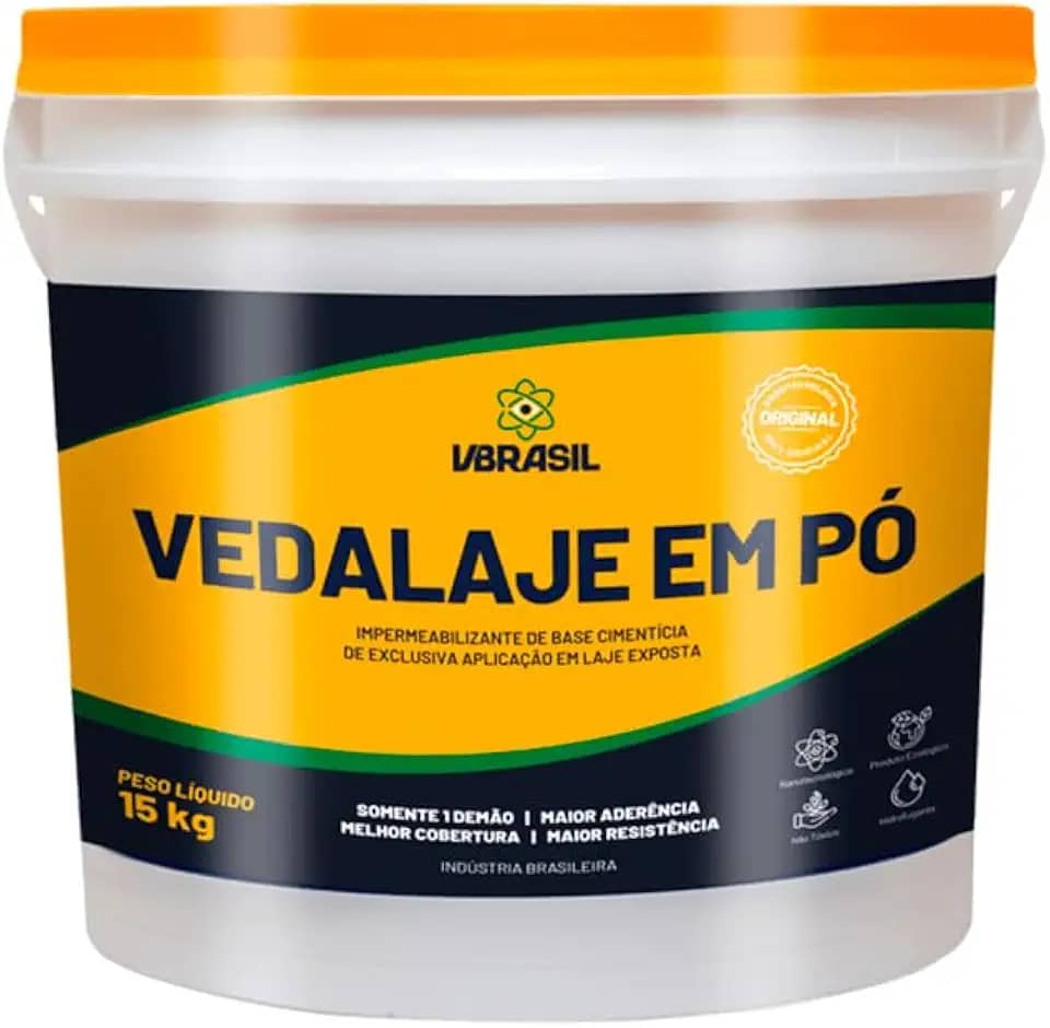 Vedalaje Em Pó 15Kg – Impermeabilizante Cimentício Para Lajes Expostas, Rende Até 100m², Secagem Rápida, Proteção Hidrofóbica E Isolante Térmico De Alta Performance