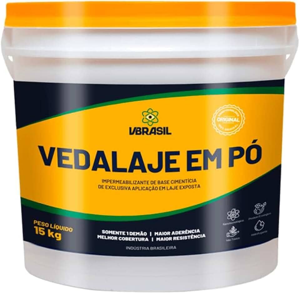 Vedalaje Em Pó 15Kg – Impermeabilizante Cimentício Para Lajes Expostas, Rende Até 100m², Secagem Rápida, Proteção Hidrofóbica E Isolante Térmico De Alta Performance