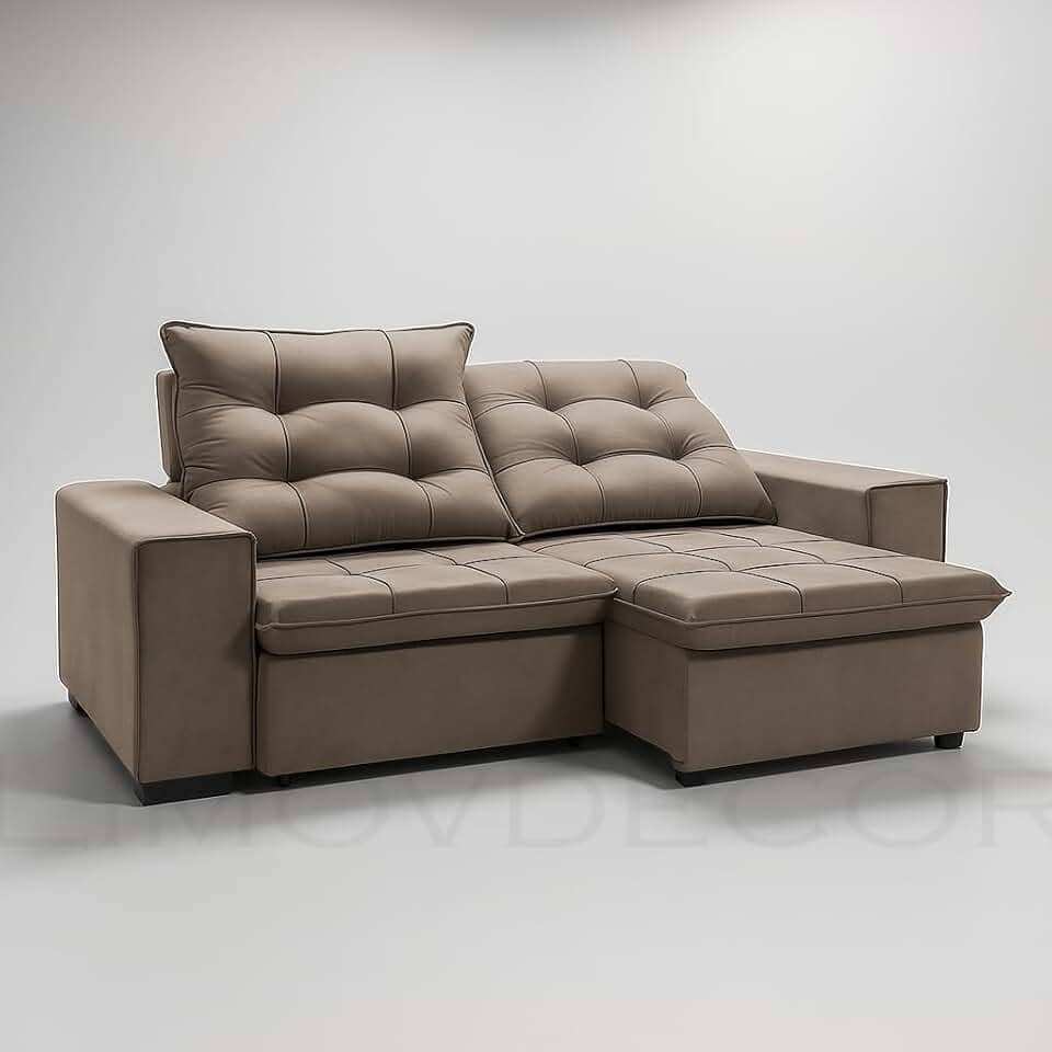 Sofá Conforto Plus, Prático e Versátil 2 Lugares Reclinável e Retrátil Aurora Veludo LIMOV Perfeito para Salas Pequenas (Capuccino)