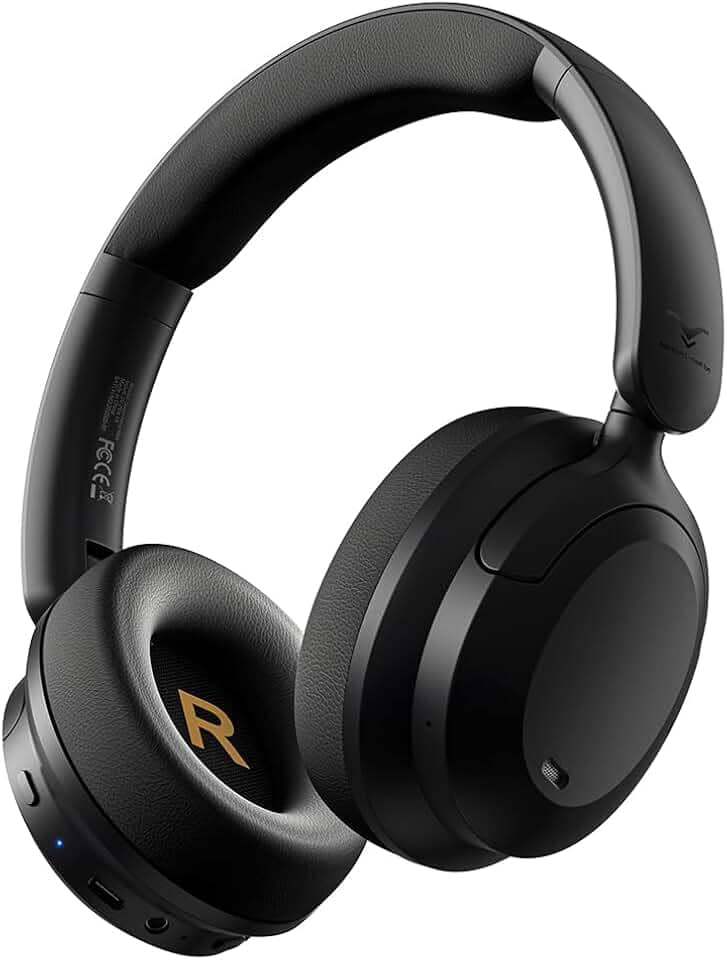 Fone de Ouvido Bluetooth Over Ear Hero Max, Cancelamento de Ruído Ativo Headphone Bluetooth 6.0 Sem Fio com Mic, Power Bass, Baixa Latência, Conexão Multiponto, 60H Reprodução para Academia e Jogos