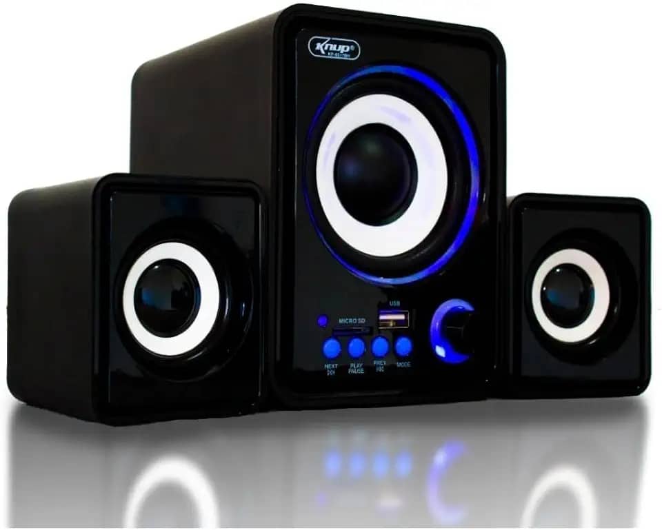 Sistema de Som 2.1 com Subwoofer, Bluetooth, USB, SD Card, Entrada P2, Preto