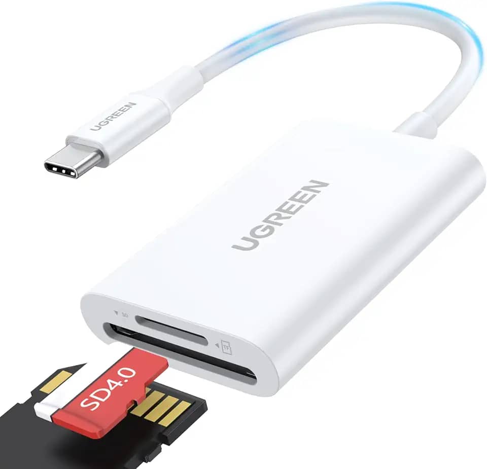 UGREEN Leitor de cartão SD USB C, 2 em 1, USB C, leitor de cartão micro SD, adaptador de leitor de cartão de memória, compatível com cartão SD/TF de alta velocidade de 170 MB/S para iPhone 15 16 Pro