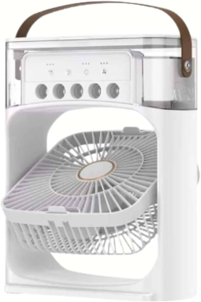 Mini Climatizador e Umidificador Portátil USB 3 em 1 | Ventilador de Mesa Pessoal Silencioso com Luz Noturna LED para Casa, Escritório e Viagem