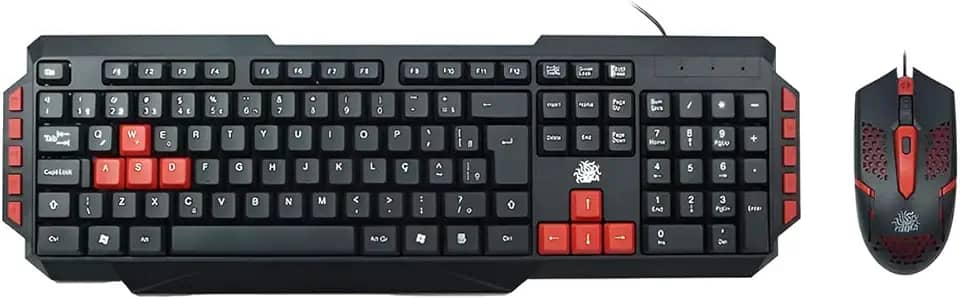Kit Gamer Teclado Mouse com Fio Ergonômico Jogo Informática