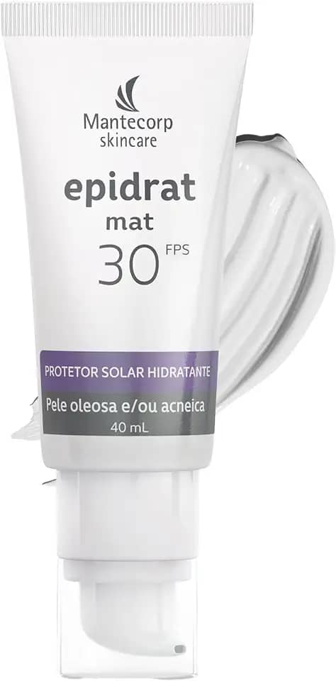 MANTECORP - Protetor Solar Hidratante Epidrat Mat Sem Cor FPS 30 - Textura Leve Efeito Ultramate, Reduz Rugas, Alta Proteção UVA e UVB - 40ml