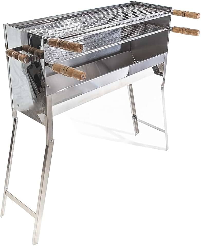 Churrasqueira Inox Espetinho Profissional Com 2 Grelha Inox Tamanha 80x25x93 cm