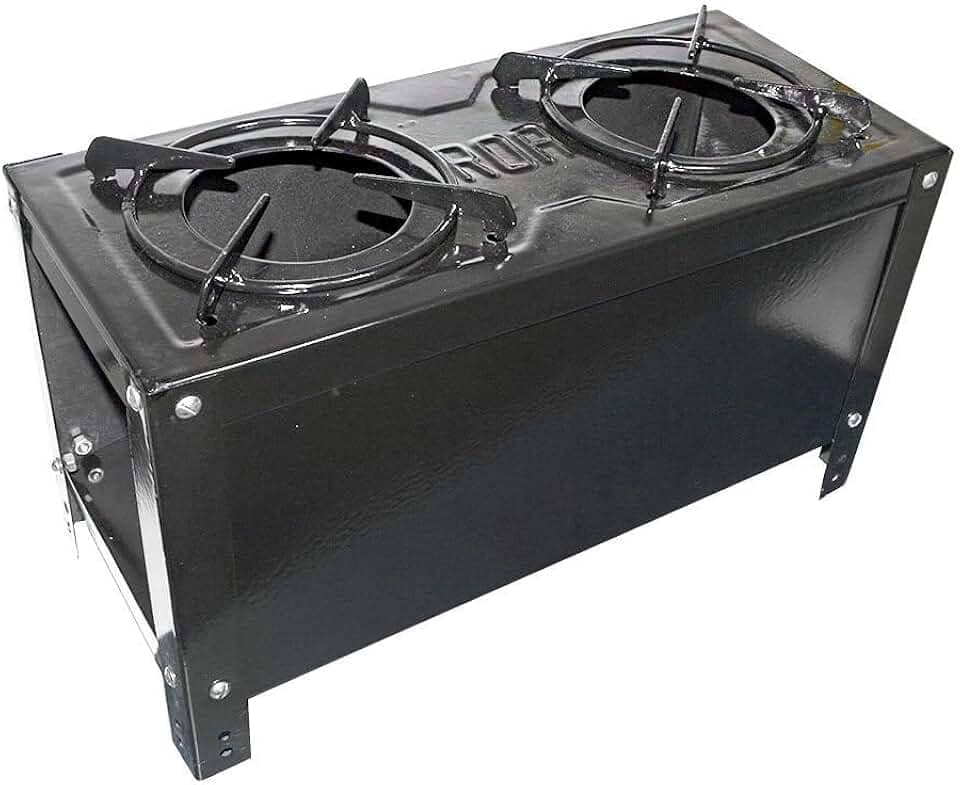 Roa Fogão a Lenha 2 Bocas Portátil com Grelha Esmaltada