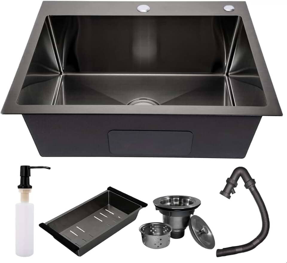 Cuba Gourmet Quadrada de Cozinha 60x45 em Inox 304 Preto Escovado SOFTINOX para Pia de Embutir ou Sobrepor— Material Premium e Kit Completo com Dispenser, Válvula, Cesto Escorredor e Kit de Instalação
