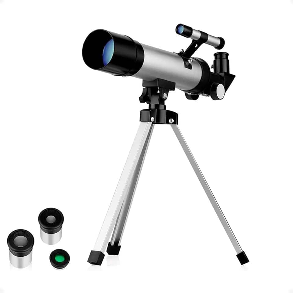 Telescópio Astronômico Luneta F36050 com Tripé Estável | Kit Premium Portátil com Lentes 6mm, 20mm e Zoom 1.5x | Ideal para Lua, Estrelas e Observação Terrestre – Gamora LTDA