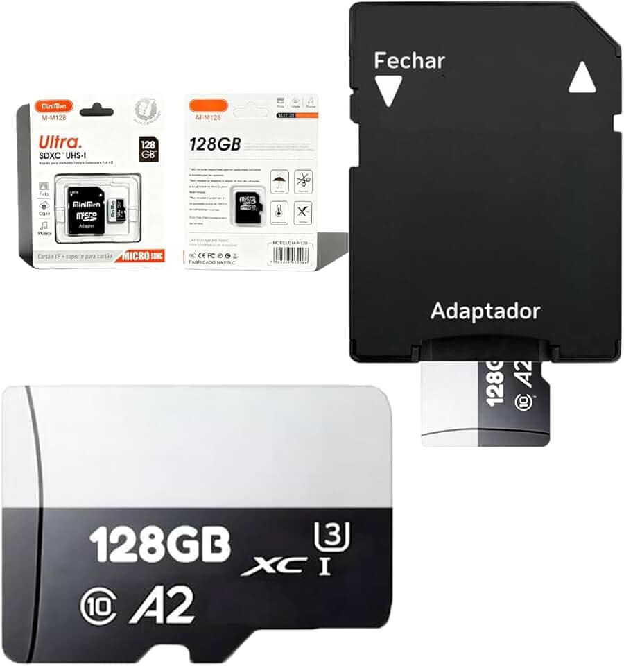 Cartão De Memória 128GB Original Com Adaptador Micro Full Hd - Velocidade 140MB/s ® (128, GB)