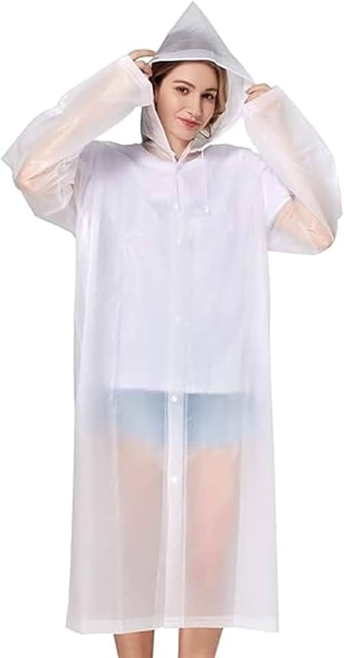 Capa de Chuva Transparente Unisex Adulto Impermeável Dobrável e Reutilizável para Festas e Viagens Caminhadas Acampamento Botão Passeio