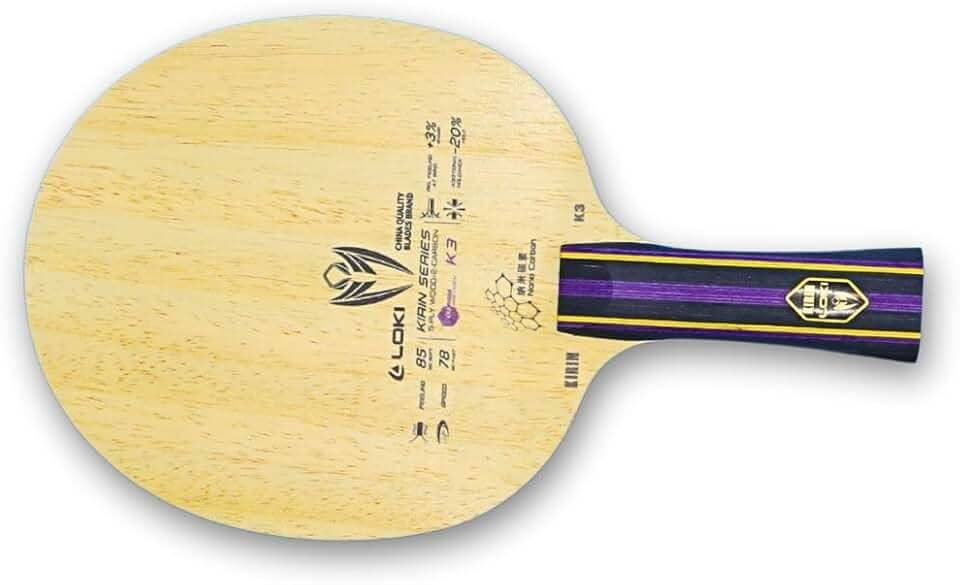 Raquete Loki K3 Clássica Profissional para Tênis de Mesa, 5 Folhas de Madeira, 2 Folhas de Carbono, Ofensiva