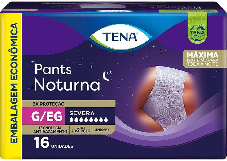 Tena Pants Noturna, Roupa Íntima para Incontinência Urinária, G/EG - 16 unidades