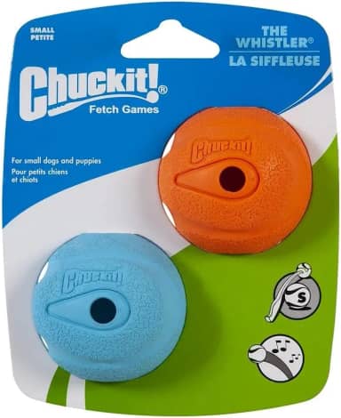 Bola para cães Chuckit The Whistler, pequeno, 5 cm, para cães de até 9 kg, pacote com 2