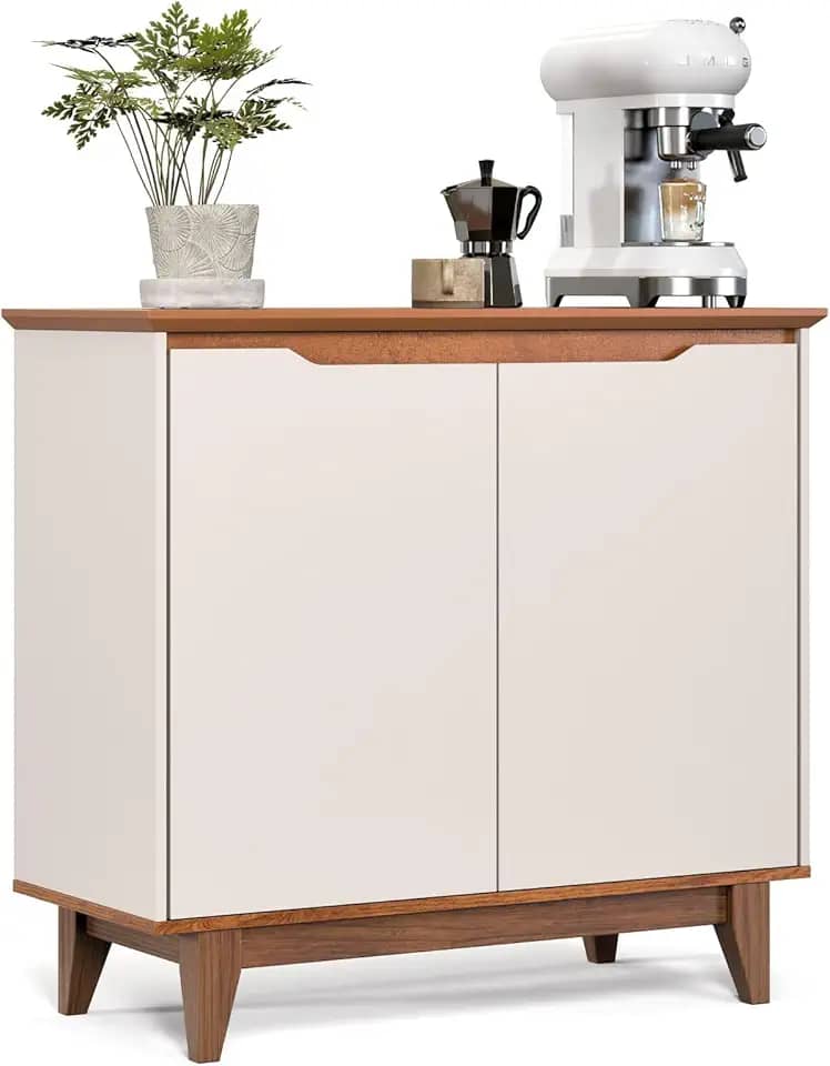 Aparador De Cozinha Balcão Sala Jantar Buffet Flow 2 Portas Organizador (OFF WHITE/FREIJÓ)