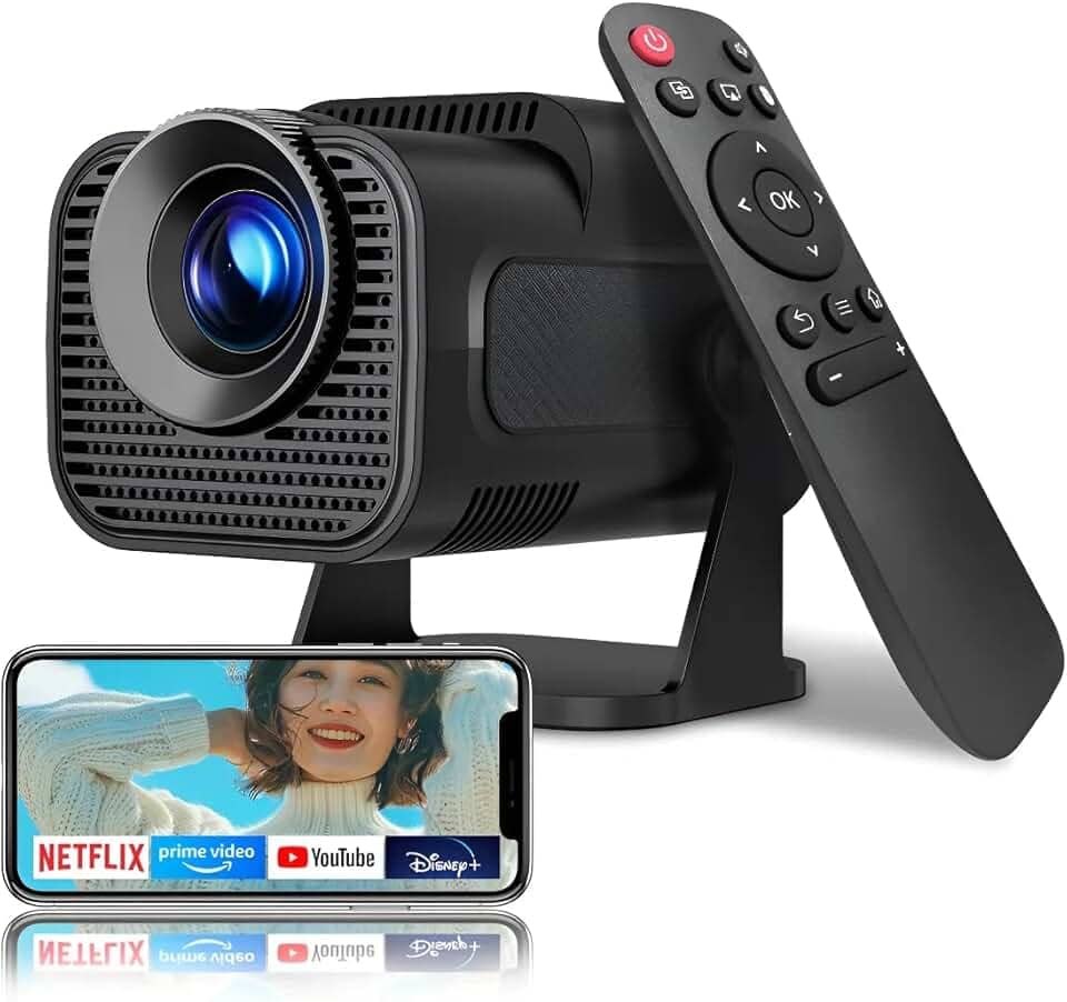 Projetor Portatil Mini 5g Wifi 6 Bluetooth 5.0 Android 11 HY320 Projetor 4K 1080 Full HD Suporte 12000 Lumens Para Celular LED Auto Correção Horizontal 180° Linha Premium