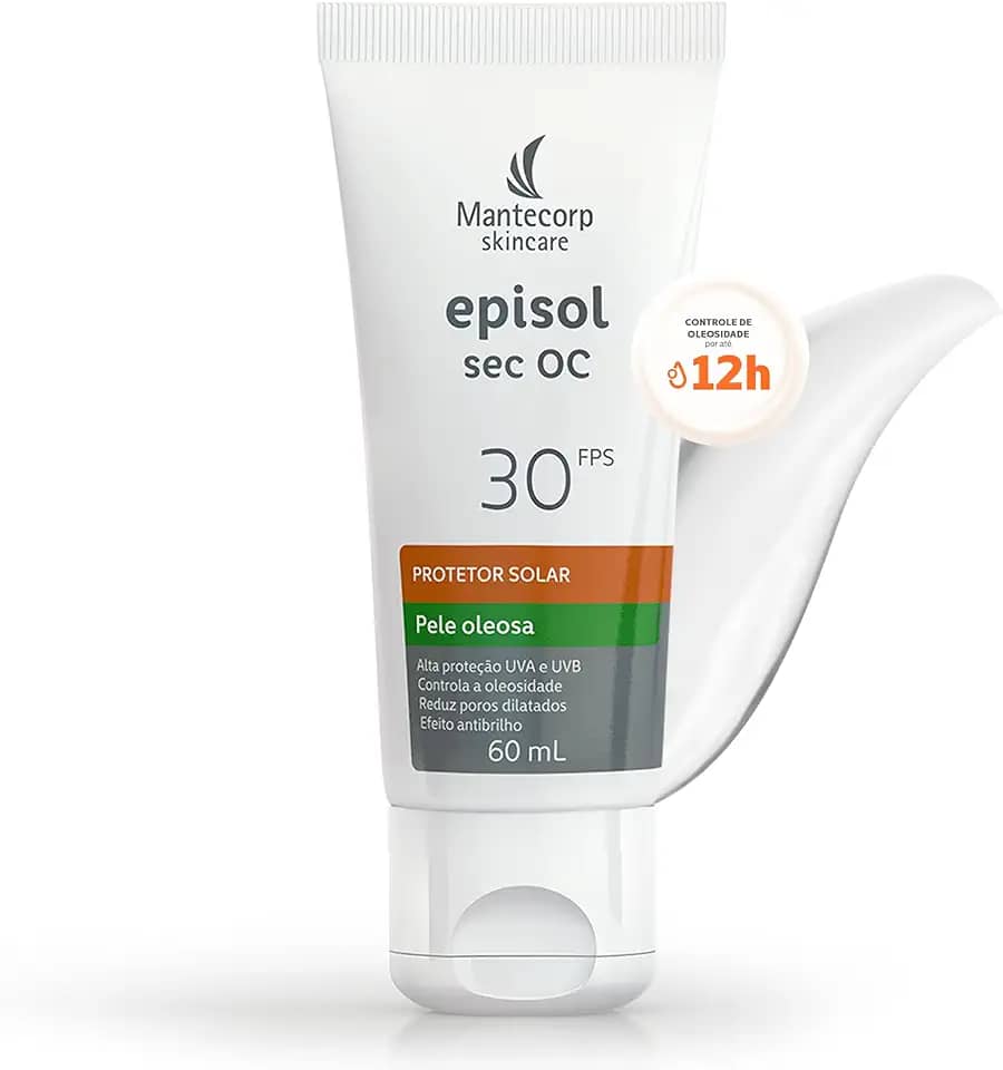 Protetor Solar Facial Episol Sec Oc Fps 30 - Sem Cor - 60ml - Para Peles Mistas a Oleosas - Acabamento Matte - Mantecorp