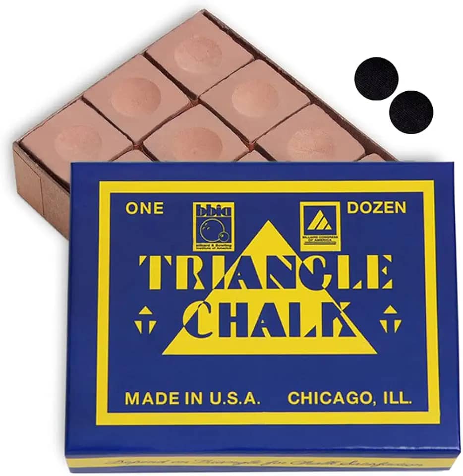 Giz triangular de bilhar para sinuca - 1 dúzia - Feito nos EUA + 2 peças de pontos de mesa de bilhar de qualidade da Tweeten Fibre Co.