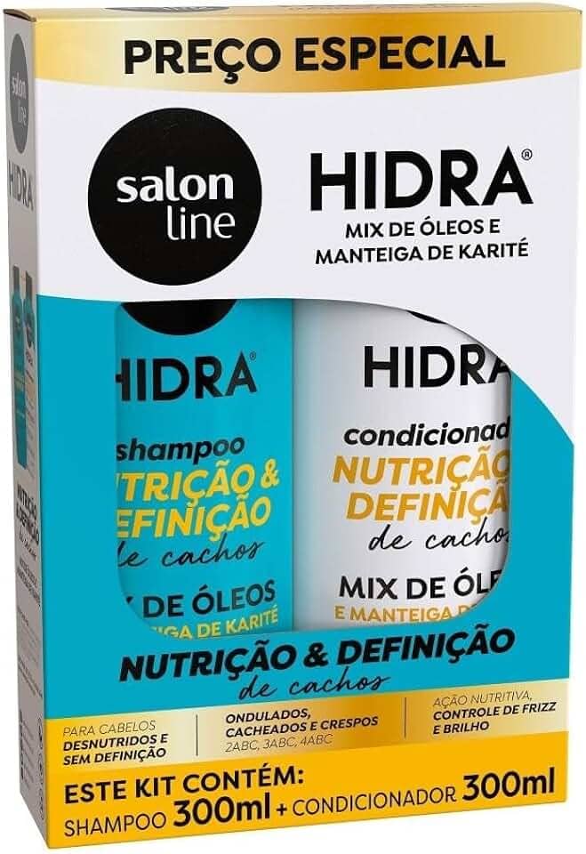 Salon Line, Kit Shampoo e Condicionador, Hidra, Nutrição & Definição de Cachos, Vegano - Para Cabelos Ondulados, Cacheados e Crespos, 300ml