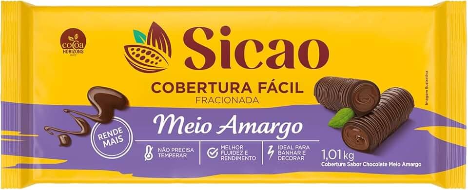 Cobertura Barra Fracionada Chocolate Meio Amargo Dia a Dia 1,01Kg - Sicao