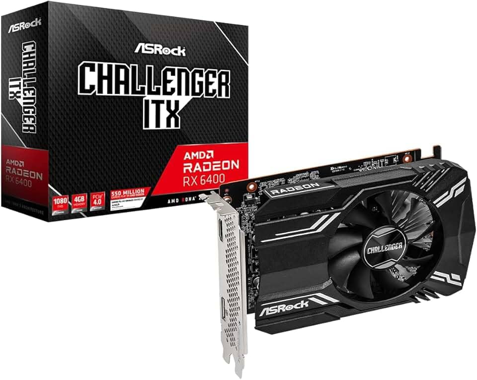 Placa de Vídeo ASRock Radeon RX 6400 Challenger ITX, 4GB, GDDR6, 64-Bit, Preto