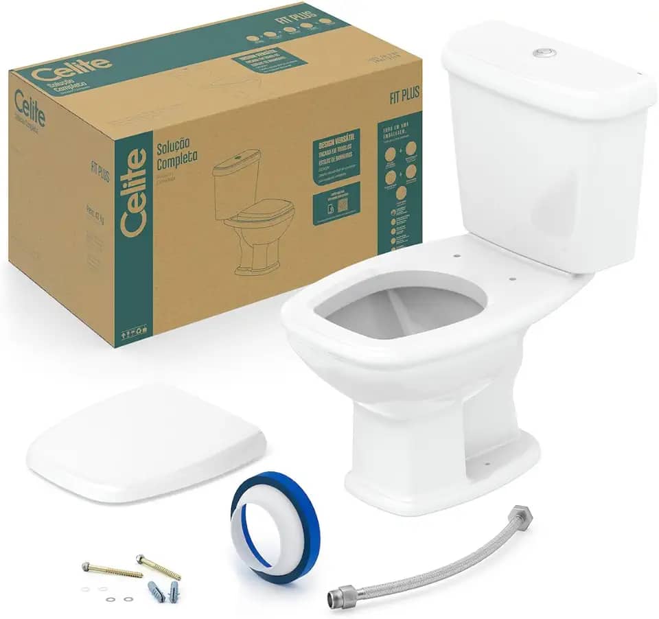 Kit Vaso Sanitário com Caixa Acoplada e Assento Soft Close Fit Plus Celite