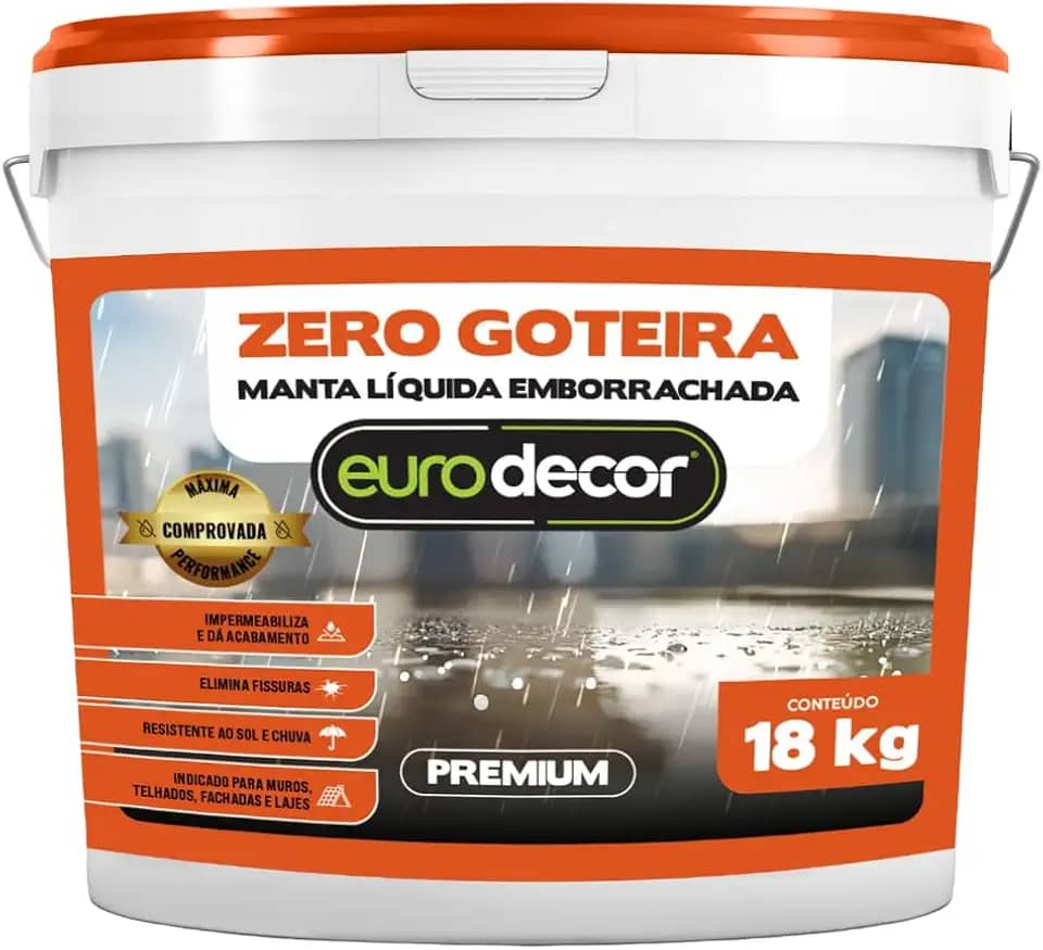 Manta Liquida Emborrachada Premium Euro Decor Zero Goteira 18KG Contra Fissuras Trincas Infiltrações (Branco Neve)