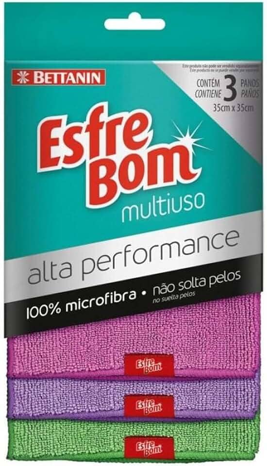 EsfreBom - Pano Alta Performance Multiuso, Com 3 Unidades, Cores - Rosa/Roxo/Verde, Bettanin