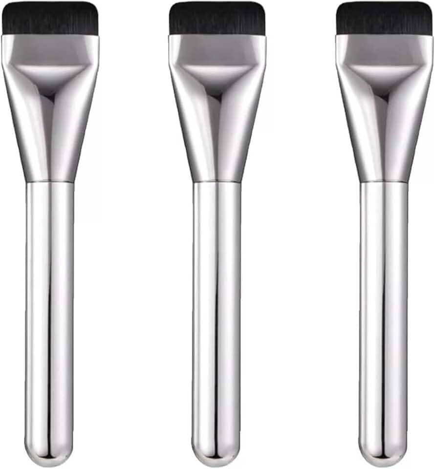 Kit 3 Peça Pincel Plano P/Base Líquida Corretivo Flat Blush