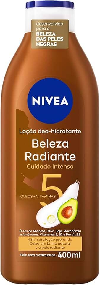 NIVEA Hidratante Desodorante Beleza Radiante Cuidado Intenso 400ml - Desenvolvido especialmente para a beleza da pele negra, ajuda na reparação das áreas ressecadas