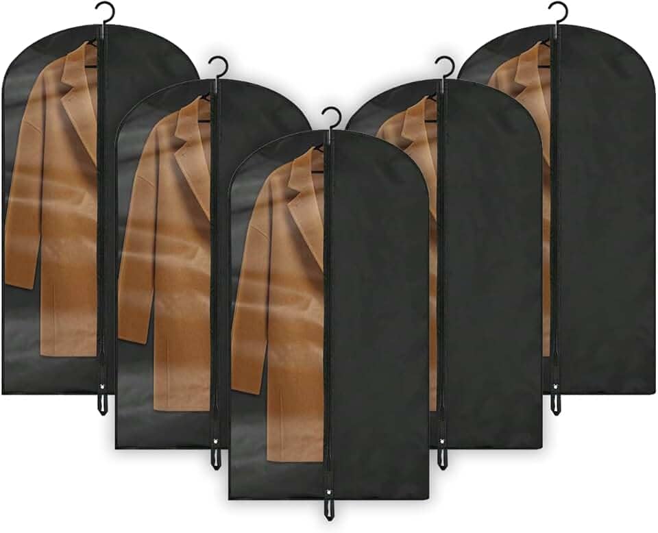 Capa Protetora para Terno TNT Respirável com Zíper e PVC Cristal 10 Peças (Preto)