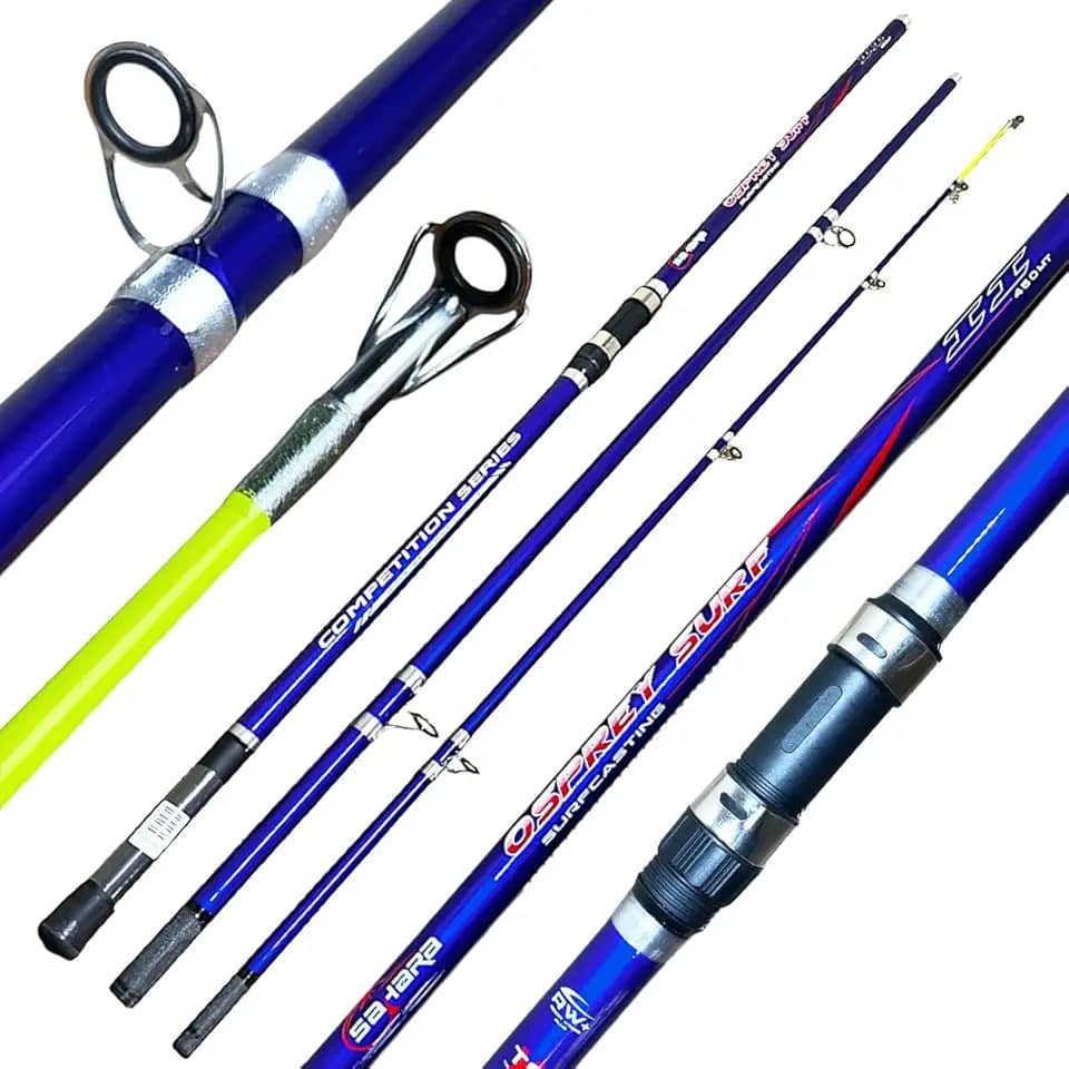 VARA DE PESCA PRAIA COSTAO COSTEIRA PARA MOLINETE SAHARA OSPREY SURF II - 4.50 METROS - 30-60LBS - 3 PARTES - PEIXE GRANDE - PROFISSIONAL - REFORCADA