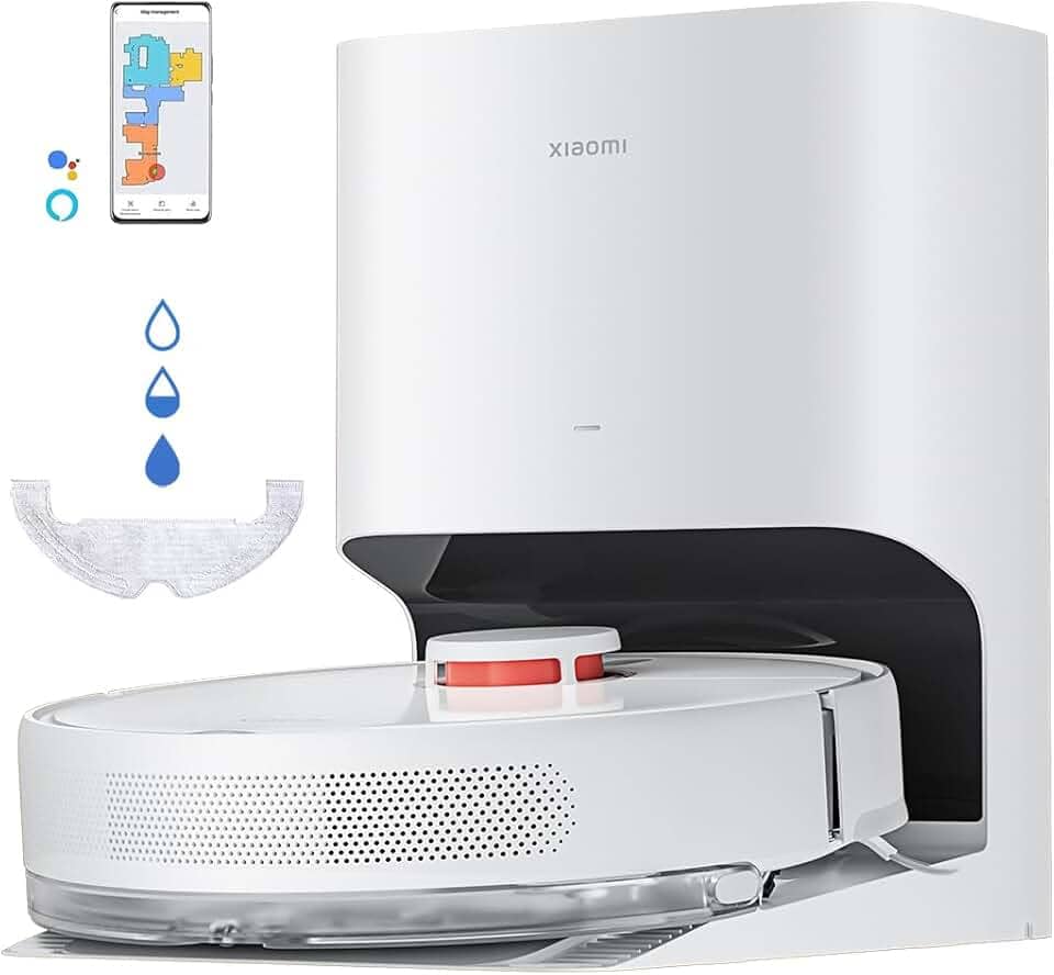XIAOMI Robot Vacuum X10 - Robot aspirador e limpa-chão com sistema inteligente de navegação a laser (LDS), sucção de 4000 Pa, base de auto-esvaziamento, 5200 mAh, branco