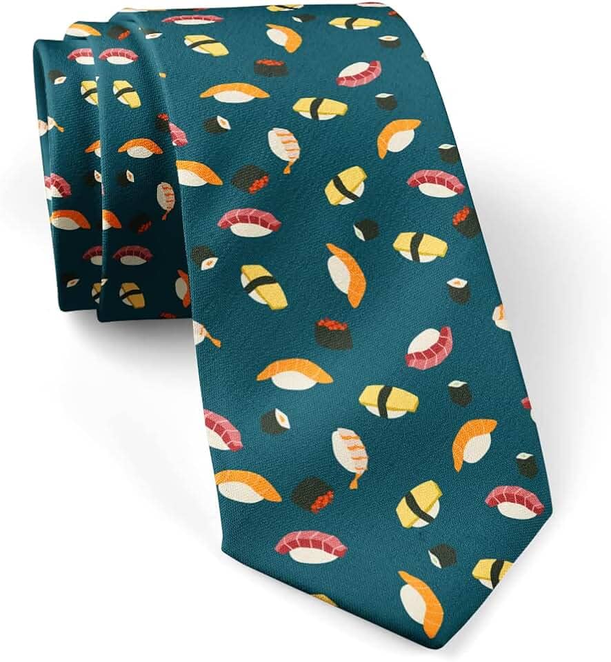Gravata skinny slim fashion para homens, gravatas inovadoras para conversação (padrão de rolos de sushi), Conforme mostrado., G