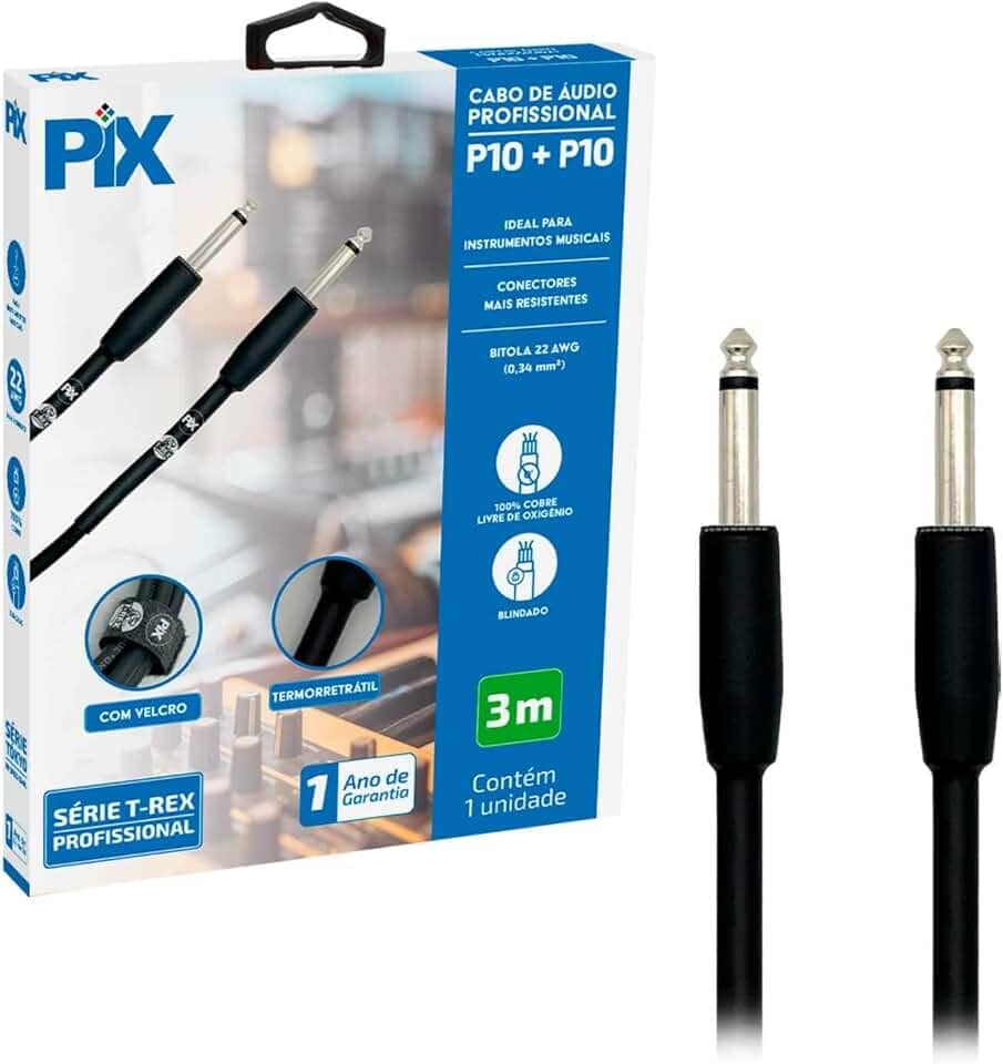 Cabo P10 P10 Mono 100% Cobre Para Instrumentos - 3 Metros