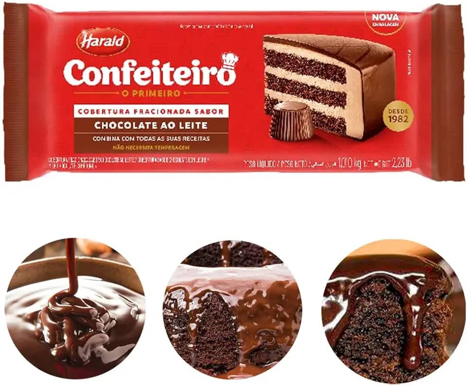 Barra de Chocolate Fracionado Confeiteiro Ao Leite 1,010kg - Harald
