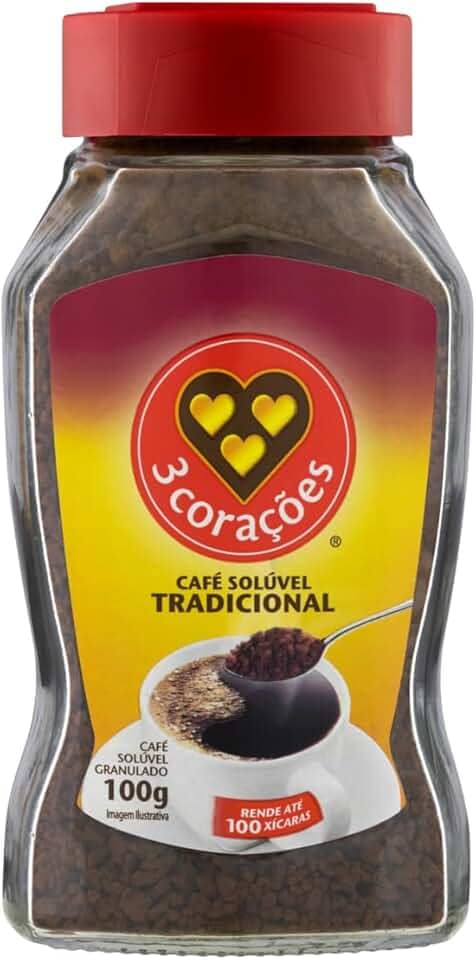 3 Corações Café Solúvel Tradicional, Vidro 100G
