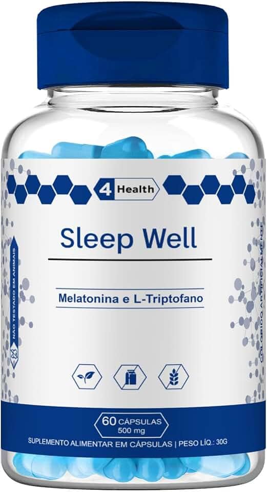 Suplemento Sleep L-triptofano & Melatonina 500mg - 60 Capsulas | 4 Health