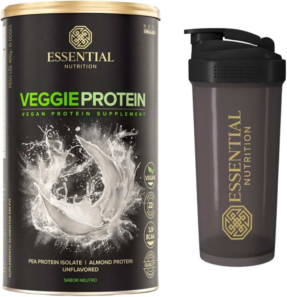 Veggie Whey Protein - Essential Nutrition - Neutro (Sem Sabor) + Coqueteleira (Proteína Isolada vegana/vegetariana)