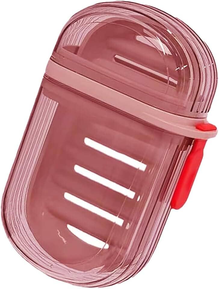 Saboneteira de viagem, saboneteira de viagem, saboneteira portátil com design à prova de vazamento de drenagem, para banheiro, albergue, caminhadas, acampamento, mantenha o sabão seco, rosa claro
