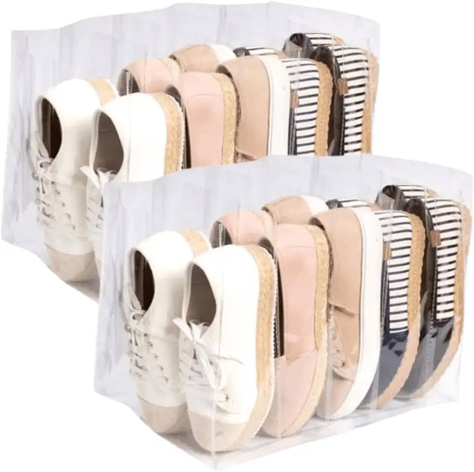 Kit 2 Colmeias Organizador Para Sapatos Transparente Gaveta Armário C/ 10 Nichos Divisórias